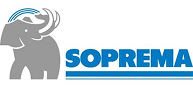 Logo SOPREMA : Isolation et Étanchéité Logo de SOPREMA : éléphant gris stylisé avec des lignes bleues au-dessus de la trompe, suivi du nom SOPREMA en bleu sousligné.