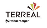 Logo TERREAL et Wienerberger : Bâtir l'avenir Logo TERREAL avec un symbole abstrait coloré au-dessus et la mention 'wienerberger' en dessous, en noir sur fond blanc.